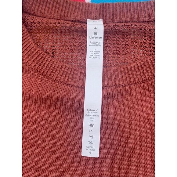 Lululemon Back To Balance Rustic Clay Orange open back Knit Sweater sz 4 - Picture 5 of 8